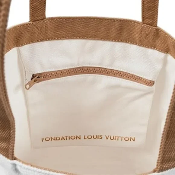 Authentic Fondation Louis Vuitton Tote w/Inner Pocket, Cream/Camel - NWT - Picture 4 of 7
